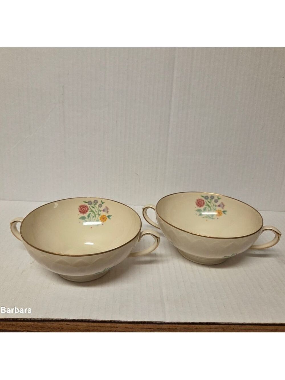 Vintage 2 Community China "Lady Hamilton" Footed Cream Soup Bowls